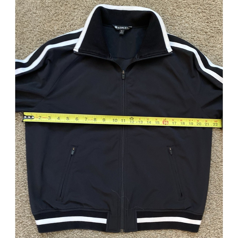 Womens Athleta Full Zip Jacket Black‎ White Stripes Athletic Gym Size Medium - Picture 4 of 5